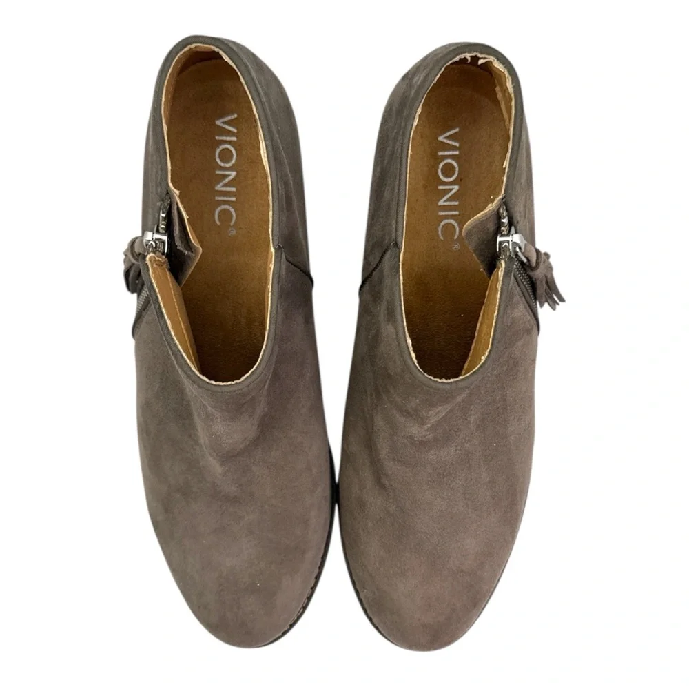 Vionic Women’s Joy Serena Gray Suede Ankle Boots Comfort Support Shoes Size 7.5‎